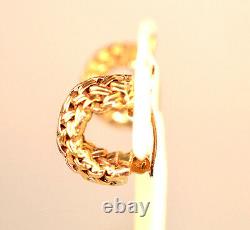 Vintage 14k Yellow Gold Basket Weave. 5 Inch Wide Half Hoop Clip Earrings 9.8 Gr