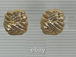 Vintage 14k Yellow Gold Woven Design Clip On Earrings