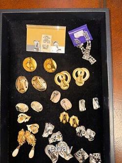 Vintage 17 pairs all Vendome some Dangle Drop Clip On Earrings All Signed