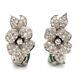 Vintage 18K White Gold 1.50ctw Diamond & Emerald Flower Clip-On Earrings