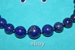 Vintage 18 Lapis Lazuli /14k Necklace withmatching 1/2 clip-on Earrings