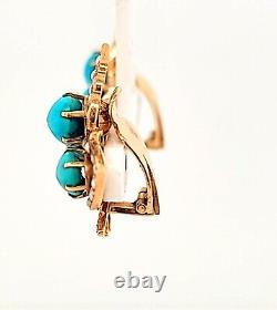 Vintage 18k Yellow Gold Butterfly Clip-on Earrings Seed Pearls, Turquoise, Ruby