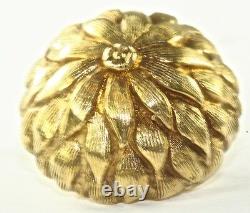 Vintage 1950's 14k Gold Textured Petal Flower Clip Earrings 12 Grams