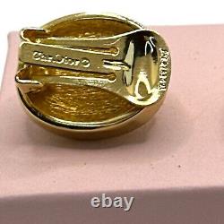 Vintage 1957 Chr. Dior Pat. 2733491 Swarovski Gold Plate Champagne Clip Earrings