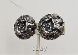Vintage 1970s Signed Napier Brutalist Round Runway Statement Clip Earrings