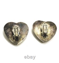 Vintage 1980'S Suzanne St. Clair Sterling Silver & Brass Clip On Heart Earrings