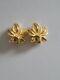 Vintage 1980's Christian Dior Orchid Gold Plated Clip On Earrings