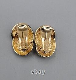 Vintage 1980s Gold Tone Christian Dior Twisted Infinity Knot Clip on Earrings