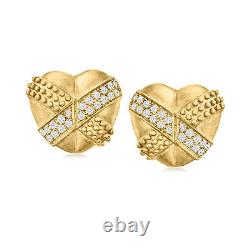 Vintage 1.05 ct. T. W. Diamond Heart Clip-On Earrings in 18kt Yellow Gold