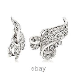 Vintage 1.50 ct. T. W. Diamond Swirl Clip-On Earrings in Platinum