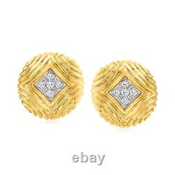 Vintage. 60 ct. T. W. Diamond Button Clip-On Earrings in 18kt Yellow Gold