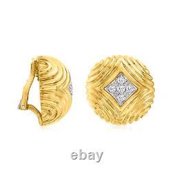 Vintage. 60 ct. T. W. Diamond Button Clip-On Earrings in 18kt Yellow Gold