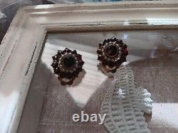 Vintage 800 KA garnet, Seedpearl Clip Earrings