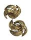 Vintage 80s Givenchy Clip Earrings Paris New York White Gold Tone Swirl Abstract