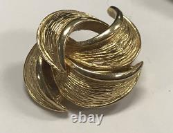 Vintage 80s Givenchy Clip Earrings Paris New York White Gold Tone Swirl Abstract