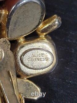 Vintage Alice Caviness Cluster Multicolor Clip Earrings Rhinestone
