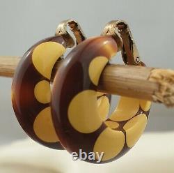 Vintage Bakelite Earrings Elkhaim Injection Dot Clip-Ons Clips Jewellery Hoops