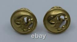 Vintage Barry Kieselstein-Cord 18K Yellow Gold clip on Earrings half moon