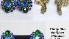 Vintage Blue And Green Rhinestone Oval Clip On Earrings