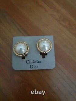 Vintage Boxed Christian Dior Faux Pearl Clip On Earrings. Bijoux. Germany