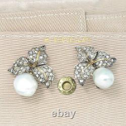 Vintage Buccellati Pearl Clip-On Floral Earrings with Diamonds 18K 2.50ctw