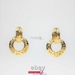 Vintage CHANEL Letter CC Logo Small Hoop Clip-On Earrings 24K Gold Plated