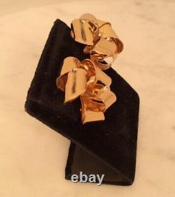 Vintage CHRISTIAN DIOR Gold Tone Bow Ribbon Clip On Earrings Rare