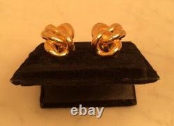 Vintage CHRISTIAN DIOR Gold Tone Curb Link Half Hoop Clip On Earrings Excellent