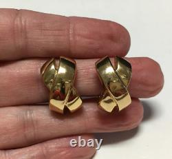 Vintage CHRISTIAN DIOR Gold X CLIP EARRINGS Couture Runway Criss Cross L109s