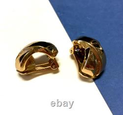 Vintage CHRISTIAN DIOR Gold X CLIP EARRINGS Couture Runway Criss Cross L109s