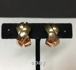 Vintage CHRISTIAN DIOR Gold X CLIP EARRINGS Couture Runway Criss Cross L109s