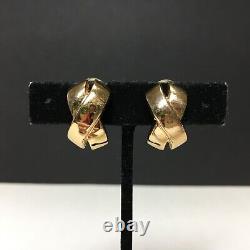 Vintage CHRISTIAN DIOR Gold X CLIP EARRINGS Couture Runway Criss Cross L109s