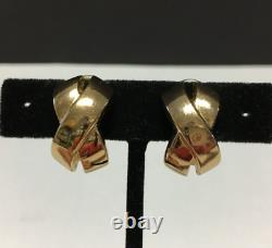 Vintage CHRISTIAN DIOR Gold X CLIP EARRINGS Couture Runway Criss Cross L109s