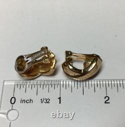 Vintage CHRISTIAN DIOR Gold X CLIP EARRINGS Couture Runway Criss Cross L109s