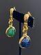 Vintage CHRISTIAN DIOR Gripoix Blue/Green Variables CLIP EARRINGS