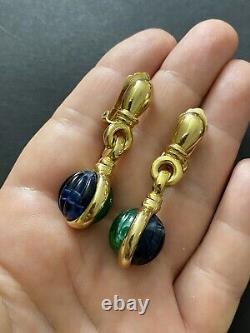 Vintage CHRISTIAN DIOR Gripoix Blue/Green Variables CLIP EARRINGS