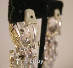 Vintage CINER Huge Statement Sparkling Ice Rhinestone Clip On Earrings Wedding