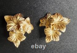 Vintage C. 1940's Christian Dior Clip Earrings. Gold Tone