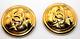 Vintage Chanel Gold Plated Matelasse Logo CC Round Stunning Clip Earrings