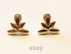 Vintage Chaumet 18k Gold And Ruby Earrings