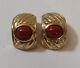Vintage Christian Dior Clip On Earrings Goldtone With Orange Stone