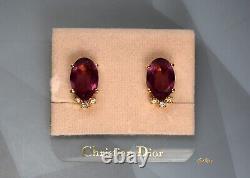 Vintage Christian Dior Earrings Clip On Amethyst Crysrals