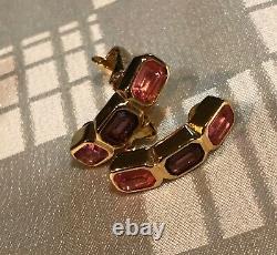 Vintage Christian Dior German Made Clip Earrings with Purple & Pink Stones Signed