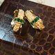 Vintage Christian Dior Green & Clear Crystal Gold Tone Clip Earrings