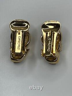 Vintage Christian Dior Gripoix Glass Cabochon Rhinestone Clip on Earrings