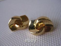 Vintage Christian Dior Henkel & Grosse 1971 Modernist Clip Earrings Gold Plated