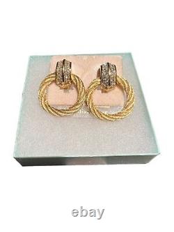 Vintage Christian Dior Henkel & Grosse Twist Rope Crystal Door Knocker Earrings