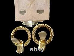 Vintage Christian Dior Henkel & Grosse Twist Rope Crystal Door Knocker Earrings