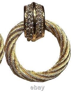 Vintage Christian Dior Henkel & Grosse Twist Rope Crystal Door Knocker Earrings