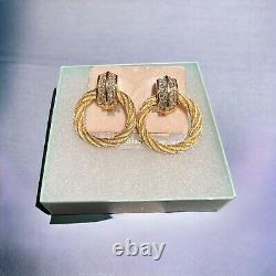 Vintage Christian Dior Henkel & Grosse Twist Rope Crystal Door Knocker Earrings